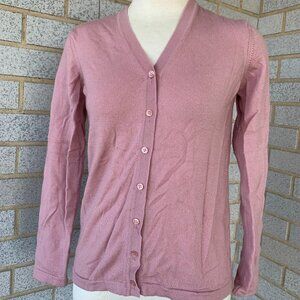 HENRI BENDEL CLASSIC CARDIGAN SWEATER 100% EXTRAFINE MERINO WOOL MADE IN ITALY S